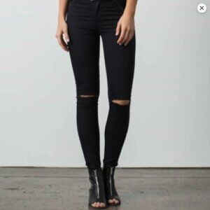 DSTLD Ripped High Waisted Jeans in black